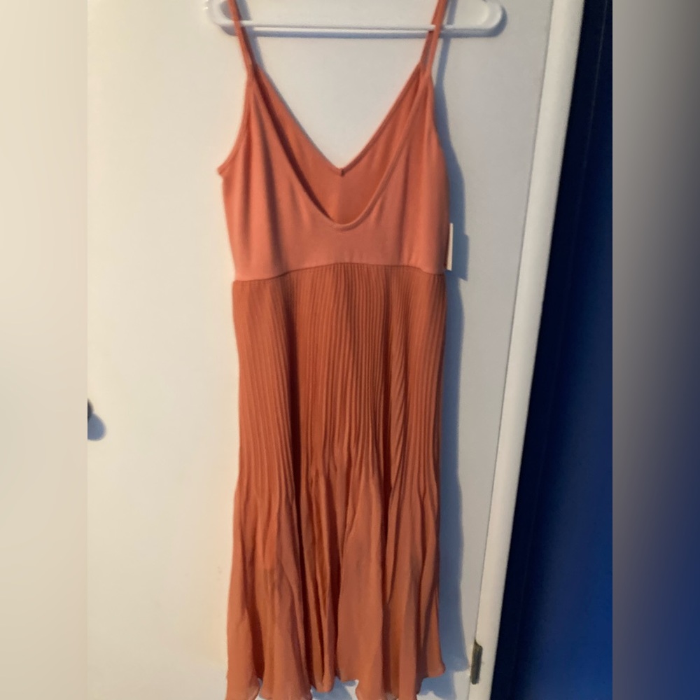 Tawny Orange (looks coral/peach)Aritzia Daphne Wilfred pleated dress - Picture 8 of 8